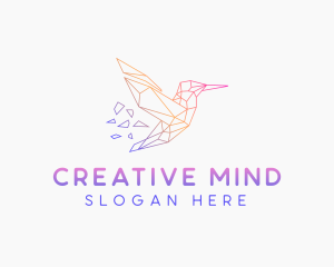 Minimal Geometric Hummingbird Bird logo design