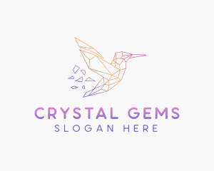 Minimal Geometric Hummingbird Bird logo design