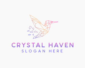 Minimal Geometric Hummingbird Bird logo design