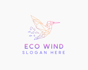 Minimal Geometric Hummingbird Bird logo design