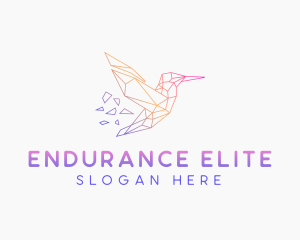 Minimal Geometric Hummingbird Bird logo design