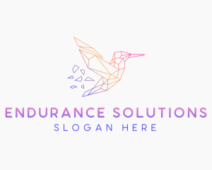 Minimal Geometric Hummingbird Bird logo design