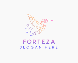 Minimal Geometric Hummingbird Bird logo design