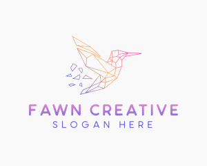 Minimal Geometric Hummingbird Bird logo design