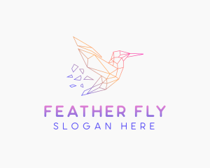 Minimal Geometric Hummingbird Bird logo design