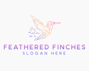 Minimal Geometric Hummingbird Bird logo design