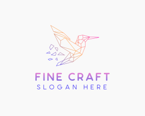 Minimal Geometric Hummingbird Bird logo design