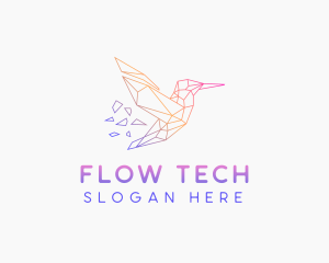 Minimal Geometric Hummingbird Bird logo design