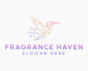 Minimal Geometric Hummingbird Bird logo design