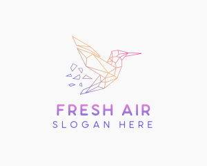 Minimal Geometric Hummingbird Bird logo design