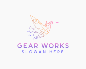 Minimal Geometric Hummingbird Bird logo design