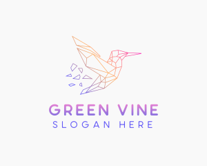 Minimal Geometric Hummingbird Bird logo design