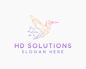 Minimal Geometric Hummingbird Bird logo design