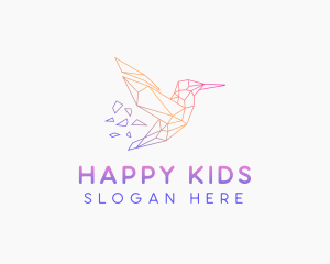 Minimal Geometric Hummingbird Bird logo design