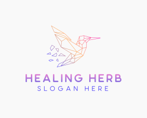 Minimal Geometric Hummingbird Bird logo design