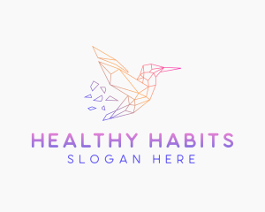 Minimal Geometric Hummingbird Bird logo design