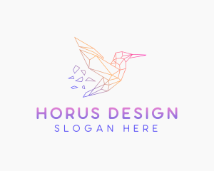 Minimal Geometric Hummingbird Bird logo design