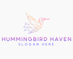 Minimal Geometric Hummingbird Bird logo design