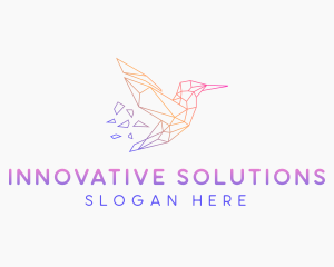 Minimal Geometric Hummingbird Bird logo design