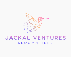 Minimal Geometric Hummingbird Bird logo design