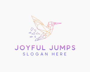 Minimal Geometric Hummingbird Bird logo design