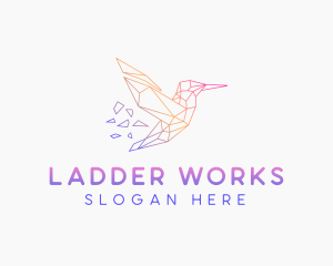 Minimal Geometric Hummingbird Bird logo design