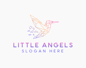 Minimal Geometric Hummingbird Bird logo design