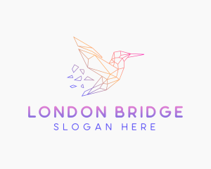 Minimal Geometric Hummingbird Bird logo design