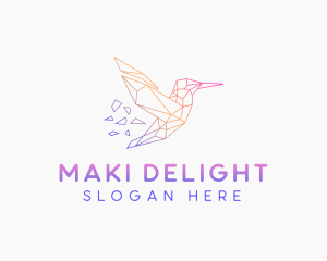 Minimal Geometric Hummingbird Bird logo design