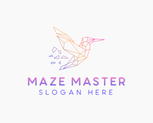 Minimal Geometric Hummingbird Bird logo design