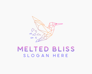 Minimal Geometric Hummingbird Bird logo design