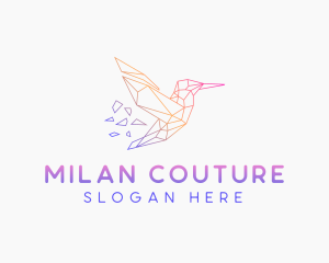 Minimal Geometric Hummingbird Bird logo design