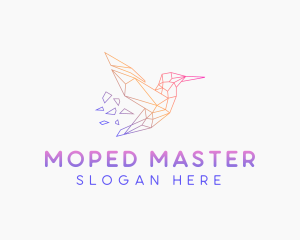 Minimal Geometric Hummingbird Bird logo design