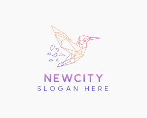 Minimal Geometric Hummingbird Bird logo design