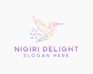 Minimal Geometric Hummingbird Bird logo design