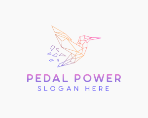 Minimal Geometric Hummingbird Bird logo design