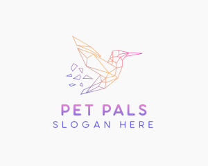 Minimal Geometric Hummingbird Bird logo design