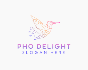 Minimal Geometric Hummingbird Bird logo design