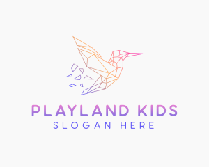 Minimal Geometric Hummingbird Bird logo design