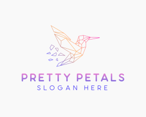 Minimal Geometric Hummingbird Bird logo design