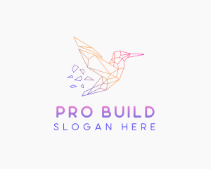 Minimal Geometric Hummingbird Bird logo design