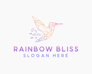 Minimal Geometric Hummingbird Bird logo design