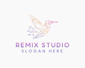 Minimal Geometric Hummingbird Bird logo design