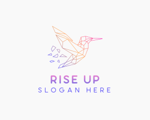 Minimal Geometric Hummingbird Bird logo design