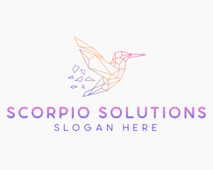 Minimal Geometric Hummingbird Bird logo design