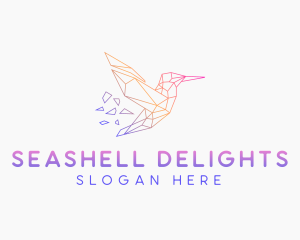 Minimal Geometric Hummingbird Bird logo design