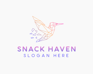 Minimal Geometric Hummingbird Bird logo design