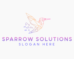 Minimal Geometric Hummingbird Bird logo design