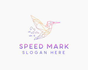 Minimal Geometric Hummingbird Bird logo design