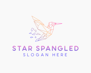 Minimal Geometric Hummingbird Bird logo design